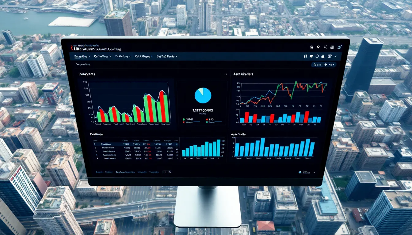 A computer screen showing a diversified investment portfolio with graphs and asset allocation charts.