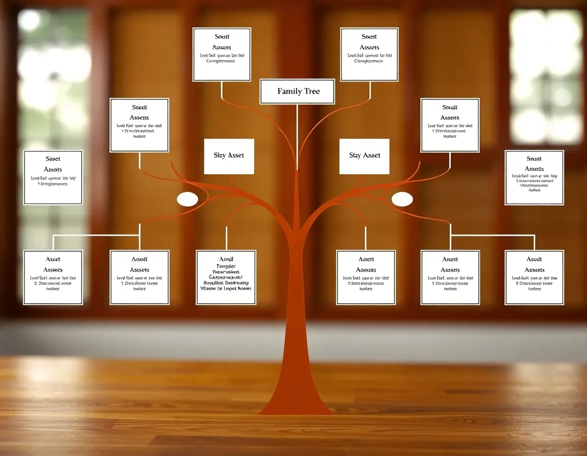 A family tree diagram showing the transfer of assets, symbolizing estate planning.
